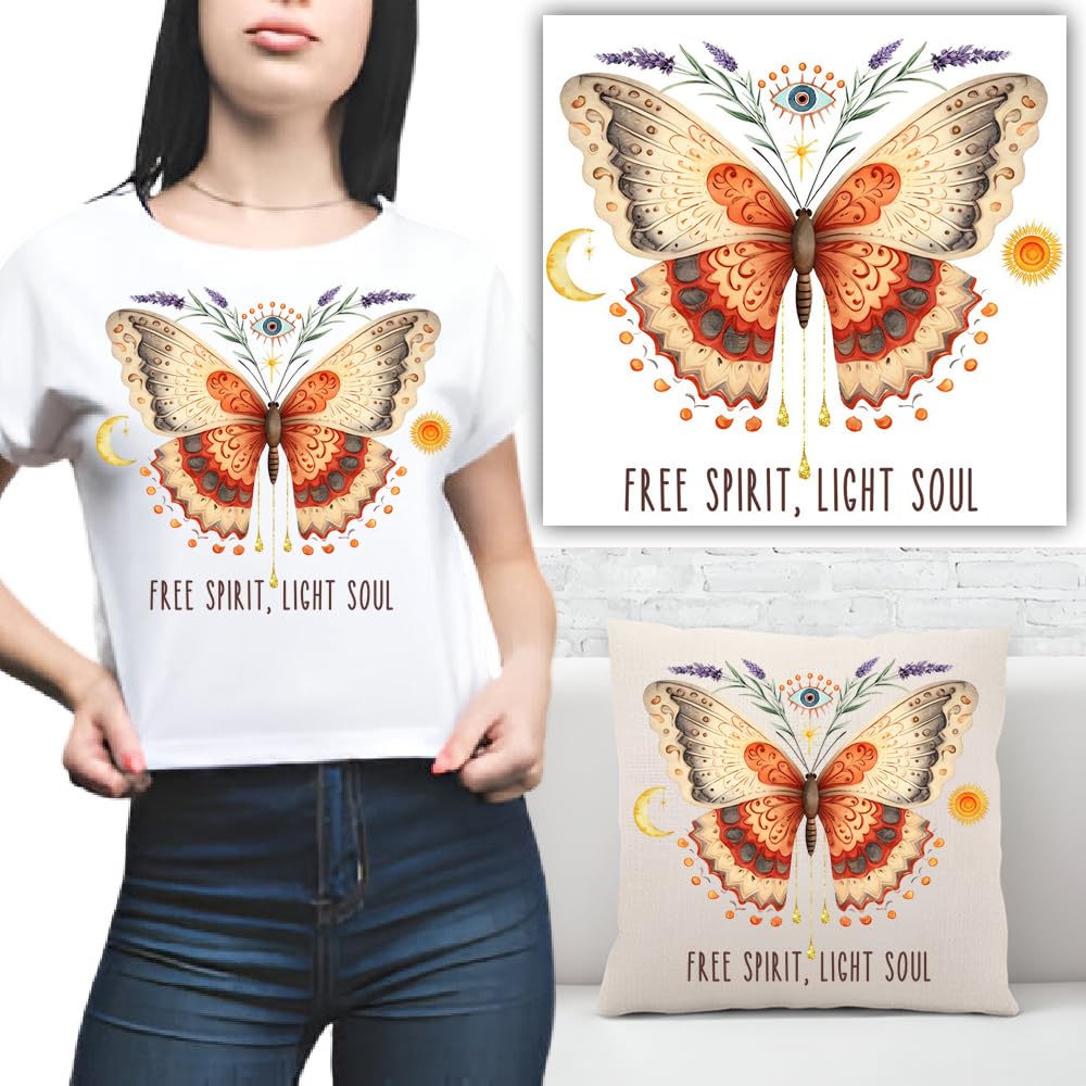 S.A.V.I Butterfly Design Washable Iron-On Applique Patch (8.5x6.5 in) | DIY Heat Transfer Sticker for T-Shirts, Hoodies, Jeans, Bags, Pillows | Vibrant Colors, Durable Adhesive, Easy to Use
