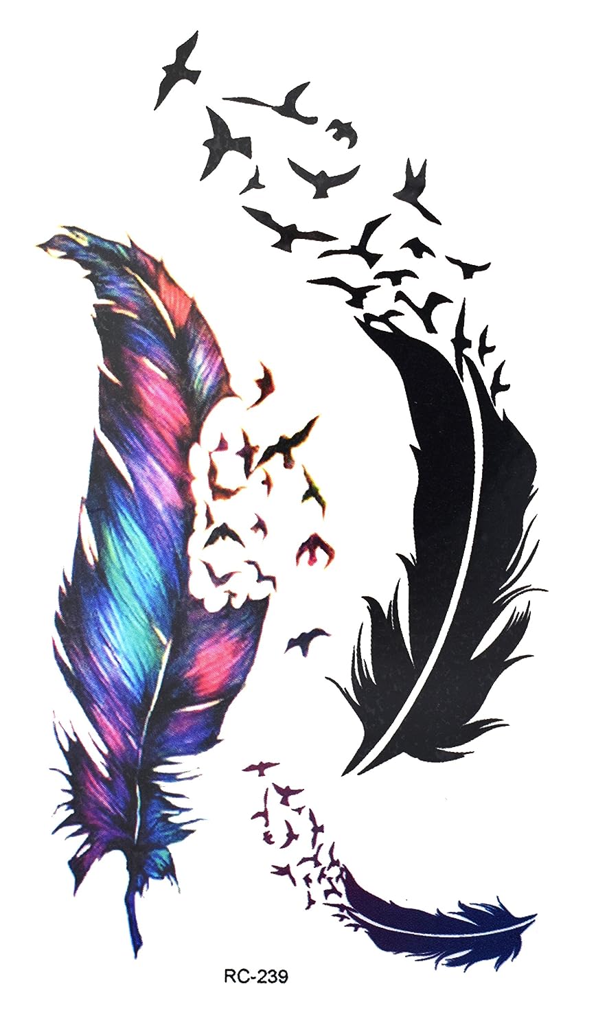 S.A.V.I 3D Temporary Tattoo Feather Design Size 10.5x6cm - 1pc