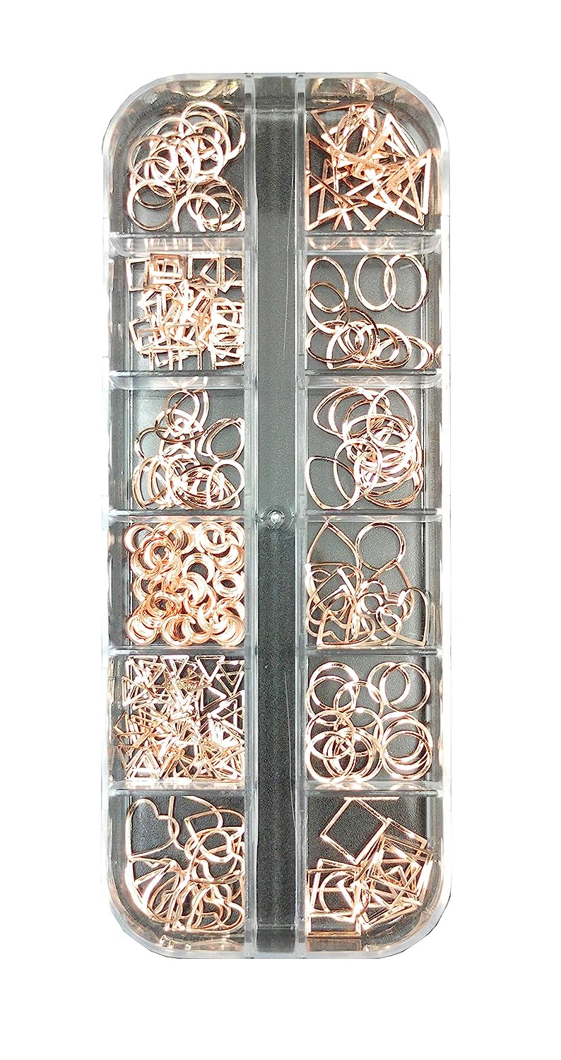 S.A.V.I 1 Palette 12 Shapes DIY Geometric shaped rose gold Nail Art Accessories For Manicure