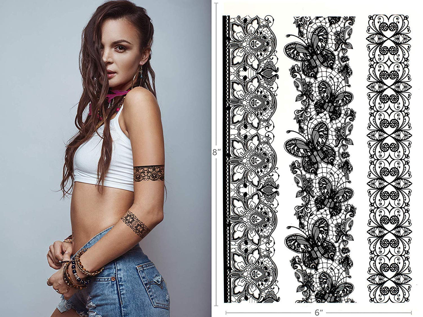 S.A.V.I 3D Temporary Tattoo Sticker Waterproof Fake Heena Mehndi Flower Design Size - 21x15cm