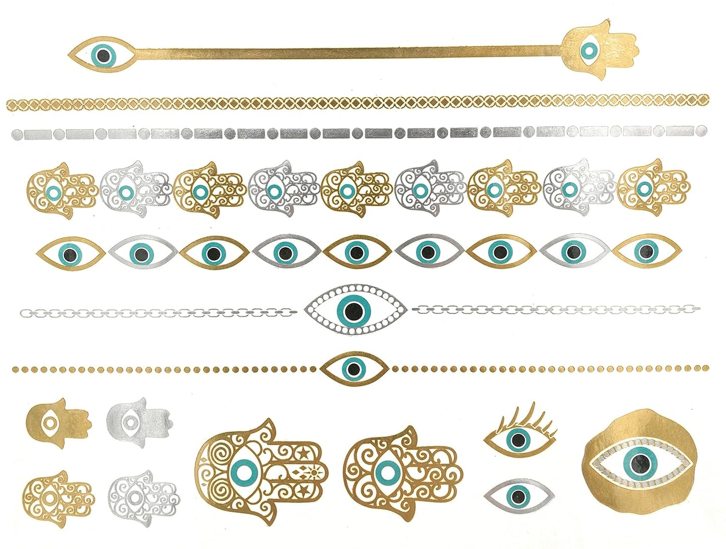 S.A.V.I Metallic Temporary Tattoos Golden Silver Color Ancient For Women Girls Size-21x15cm- 1PC.