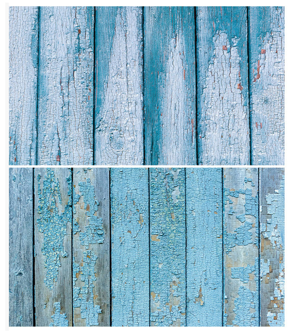 SAVIAURA 1 Sheet 2 in 1 3D Flat Lay Tabletop Double-Sided Photography Backdrop Photo Studio Flatlay Background PVC Wrinkle-Free for Small Product Shoot (Peeled Blue Wood Pattern)