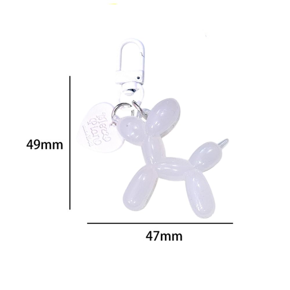 S.A.V.I Resin White Balloon Dog Keychain | Cute 3D Animal Charm for Bags & Keys | Durable 49mm Mini Accessory | Stylish Lightweight Key Ring for Men, Women & Kids (White)