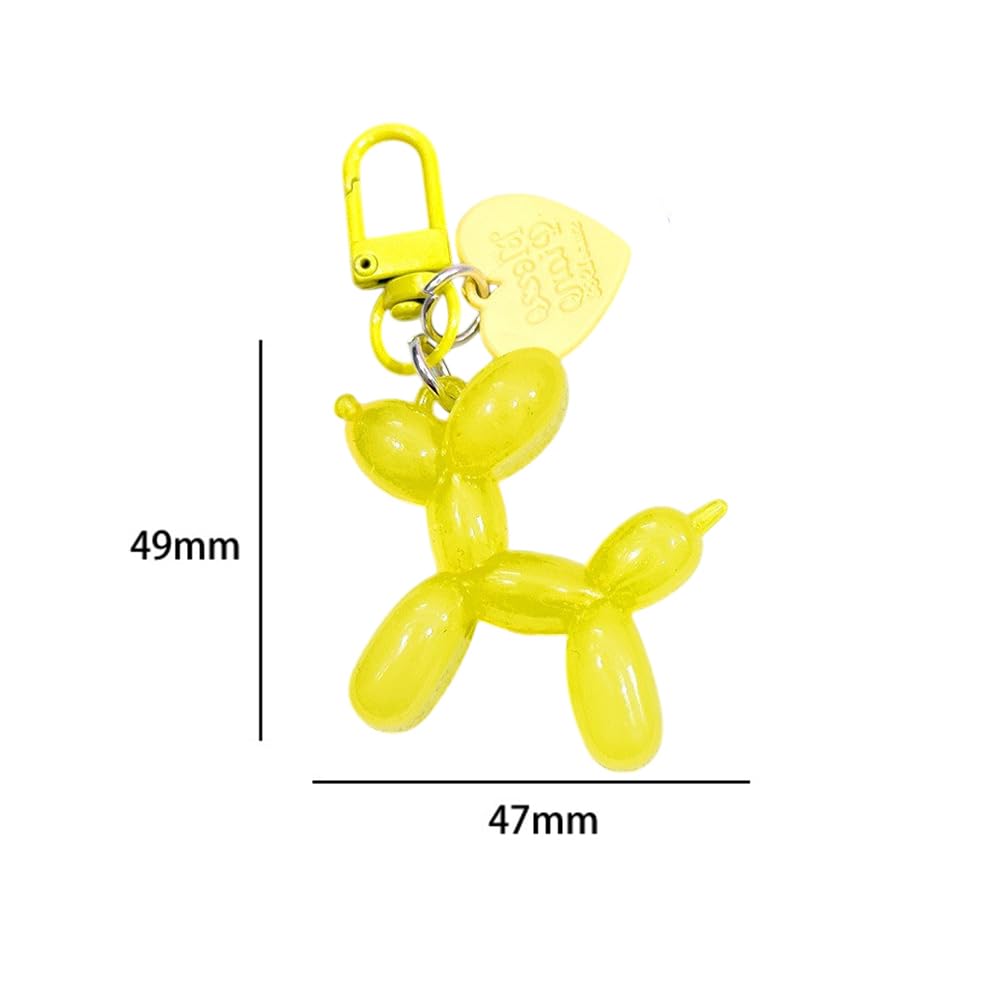 S.A.V.I Resin Yellow Balloon Dog Keychain | Cute 3D Animal Charm for Bags & Keys | Durable 49mm Mini Gift Accessory | Stylish Lightweight Key Ring for Men, Women & Kids (Yellow)