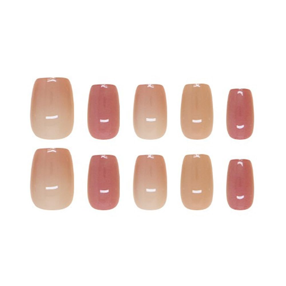 S.A.V.I 30 Pcs Short Square Nude  Pink Gradient Cat Eye Glossy Press-On Nails | Fake Nail Tips for Women | Stylish  Easy DIY Manicure Kit | No Liquid Glue Included | Salon-Quality Finish