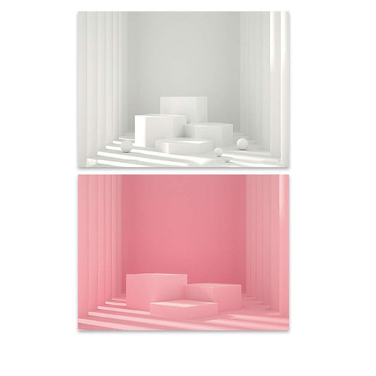 SAVIAURA 1 Sheet 2 in 1 Photography Backdrop 3D Flat Lay Tabletop Double-Sided Photo Background PVC Wrinkle-Free Small Products Photo Shoot (#28- White & Pink Standing Props Pattern)