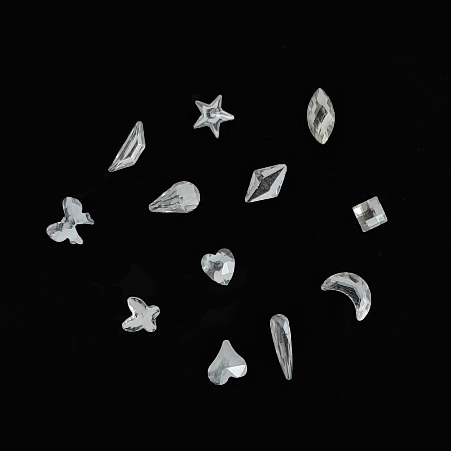 S.A.V.I White 3D Resin Rhinestones for Nail Art – 12 Shapes Box | Mixed Sizes 3mm-10mm | Nail Decoration Gems for DIY Manicure & Pedicure Design, Crafts, Jewelry Making (12 Sections)