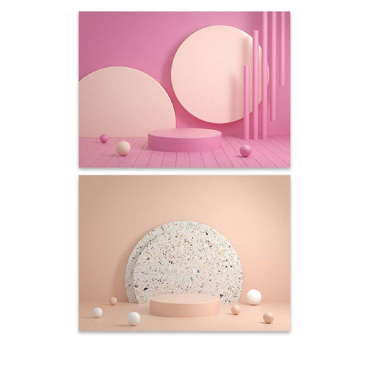 SAVIAURA 1 Sheet 2 in 1 Photography Backdrop 3D Flat Lay Tabletop Double-Sided Photo Background PVC Wrinkle-Free Small Products Photo Shoot (#23- Pink Background with Standing Props Pattern)