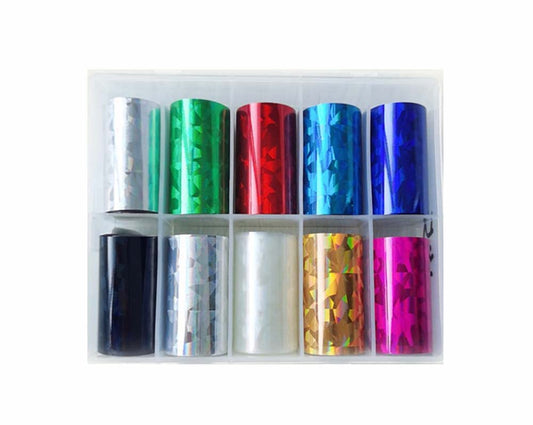 S.A.V.I 10 Designs Box Nail Foil Transfer Sticker, Starry Sky, 4x100CM Each roll