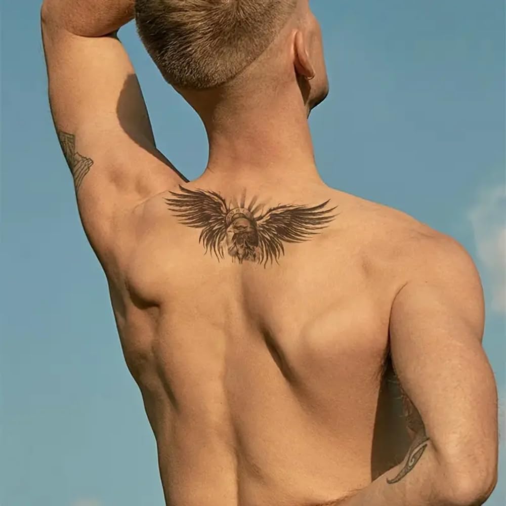 S.A.V.I 3 Pcs Large Eagle Design Temporary Tattoo Sheets for Men & Women – 21x10 cm Black Waterproof Body Art Stickers – Safe, Non-Toxic, Easy to Apply & Remove, Long-Lasting Skin Tattoos