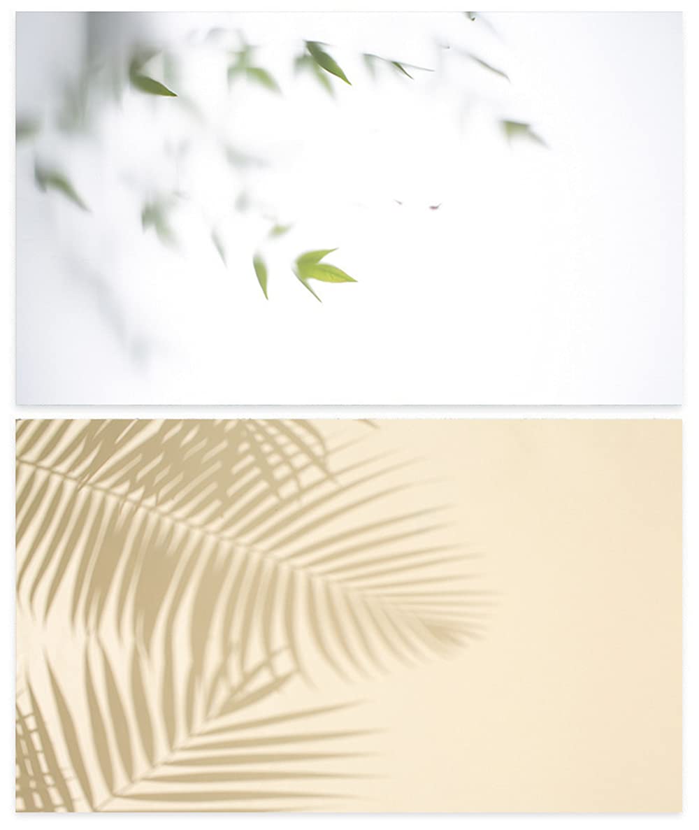 SAVIAURA 1 Sheet 2 in 1 3D Flat Lay Tabletop Double-Sided Photography Backdrop Photo Studio Flatlay Background PVC Wrinkle-Free for Small Product Shoot (Plants Shadow on Wall Pattern)
