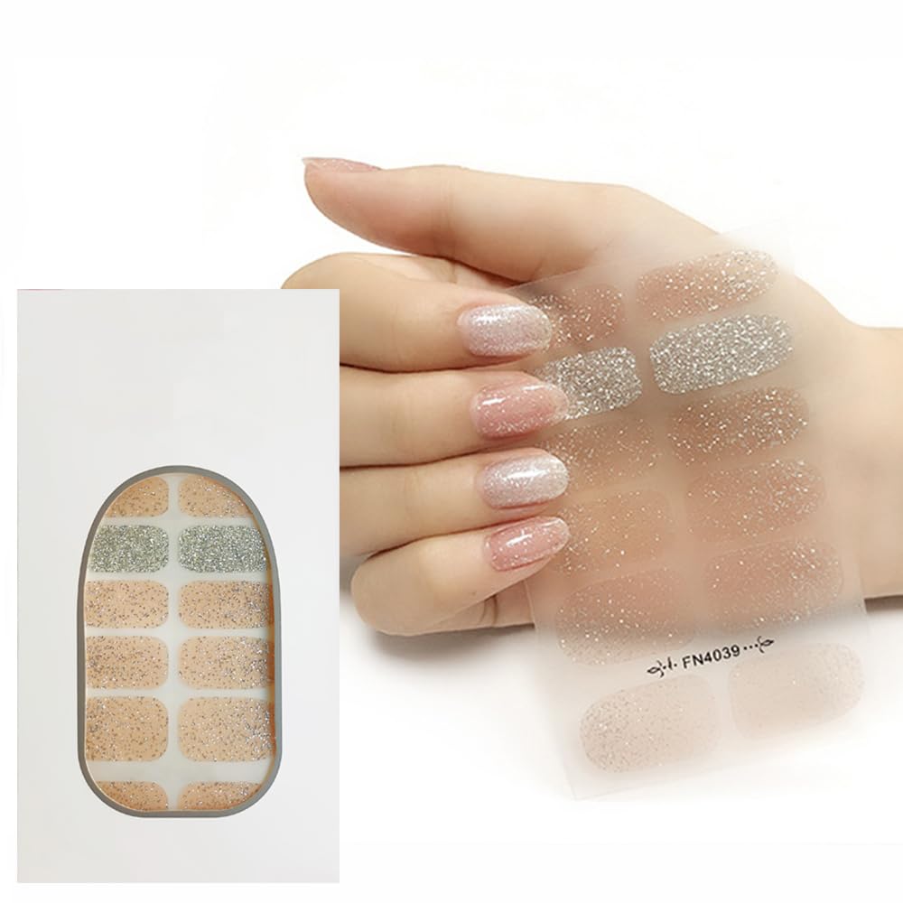 S.A.V.I 12 PCS Gel Nail Stickers - Self-Adhesive, Glitter Effect, Easy-to-Use Nail Patch
