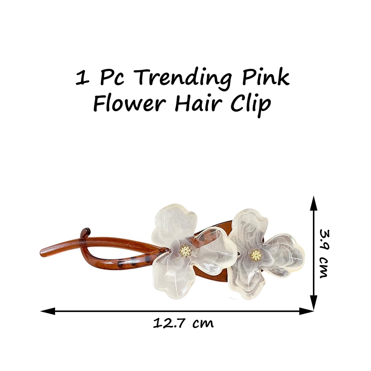S.A.V.I Trendy Floral Hair Clip for Women & Girls | White Acrylic Flower Design | Elegant Side & Back Hair Accessory | Lightweight Durable Plastic | 12.7 x 3.9 cm