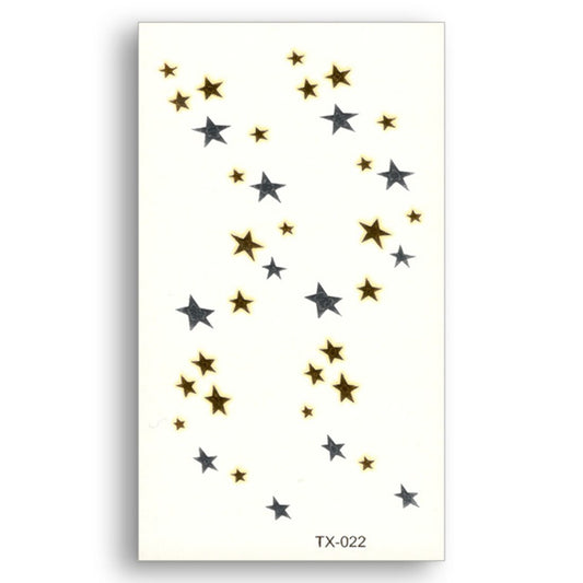 S.A.V.I 3D Temporary Tattoo Golden And Silver Metallic Sticker Stars Design Size 10.5x6CM - 1PC.
