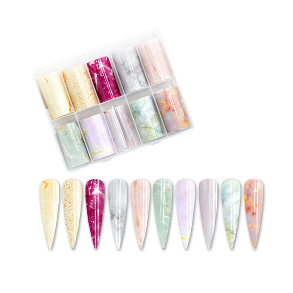 S.A.V.I 10 Rolls Nail Foil Transfer Sticker DIY Holographic Nail Decoration