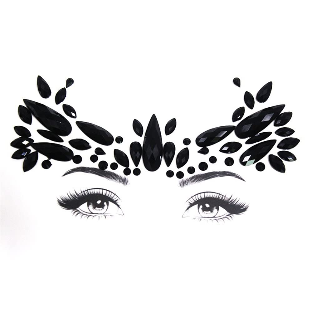 S.A.V.I 3D Black Face Gems, Jewels Rhinestones Sticker Crystal, Makeup Fashion Trending for Women Girls Party Events Weddings