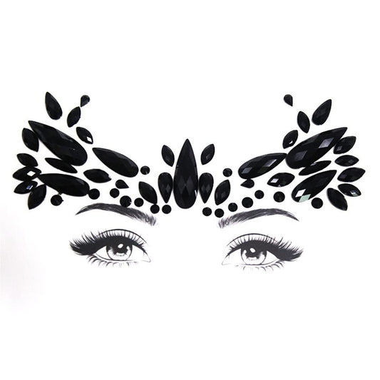 S.A.V.I 3D Black Face Gems, Jewels Rhinestones Sticker Crystal, Makeup Fashion Trending for Women Girls Party Events Weddings