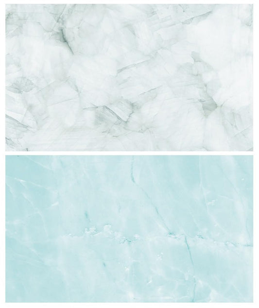 SAVIAURA 2-in-1 Double-Sided Waterproof Tabletop Photography Backdrop | 3D Flat Lay Design | 1 Sheet (#34- Light Blue Marble Surface Pattern)