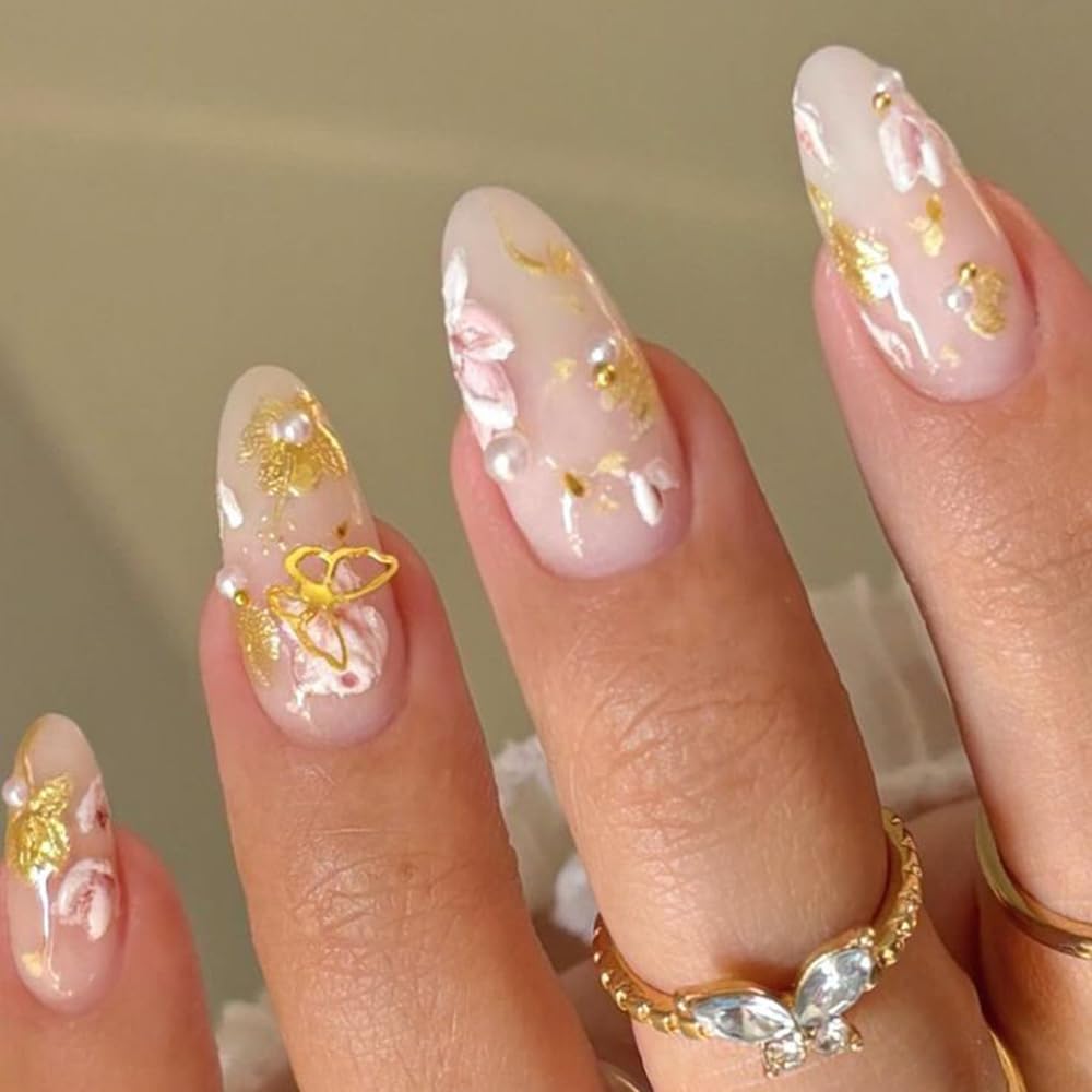 S.A.V.I Gold Alloy 3D Nail Art Charms Set – 7 Designs Bow & Heart Shapes, 8x10mm – Metal Nail Extensions & DIY Manicure Decorations for Women & Girls – 29g