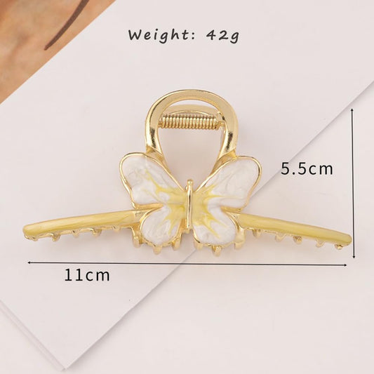 S.A.V.I 1pc Elegant Yellow Butterfly Hair Clip for Women | Gold-Plated Enamel Finish | Stylish Hair Accessory for Parties | Durable, Lightweight  Trendy Design