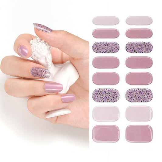 S.A.V.I Purple Glitter Gel Nail Wraps - Semi-Cured UV Stickers, Requires UV Lamp
