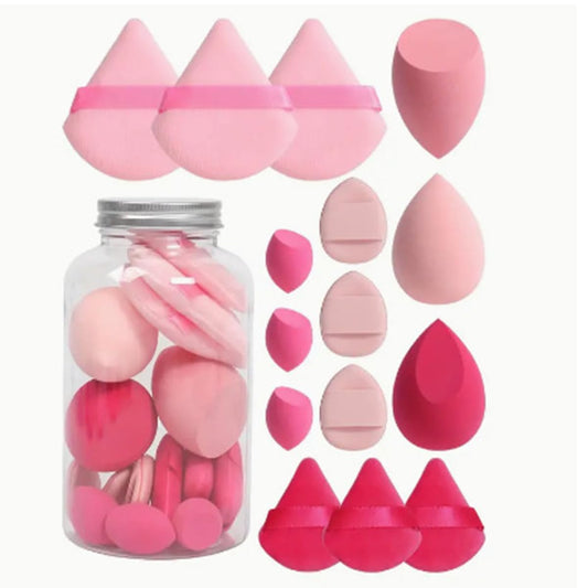 S.A.V.I Set of 15 Pink Beauty Blender Makeup Sponges | Soft Latex-Free Foam Puff for Foundation, Concealer & Powder | Multi-Shape Beauty Sponge for Wet & Dry Use | Flawless Blending & Smooth Finish (Pink)
