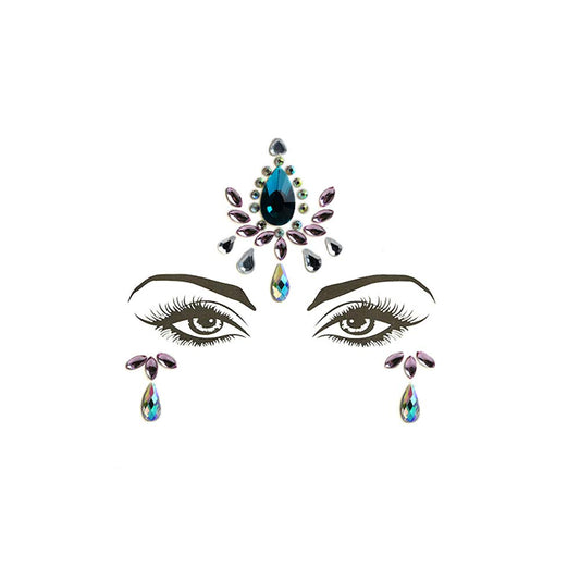 S.A.V.I 3D Face Gems Acrylic Crystal Stickers Rave Eyes Decoration Rhinestone Diamond Forehead Eyebrows Self-adhesive Sticker for Women, 1 Sheet (#12)