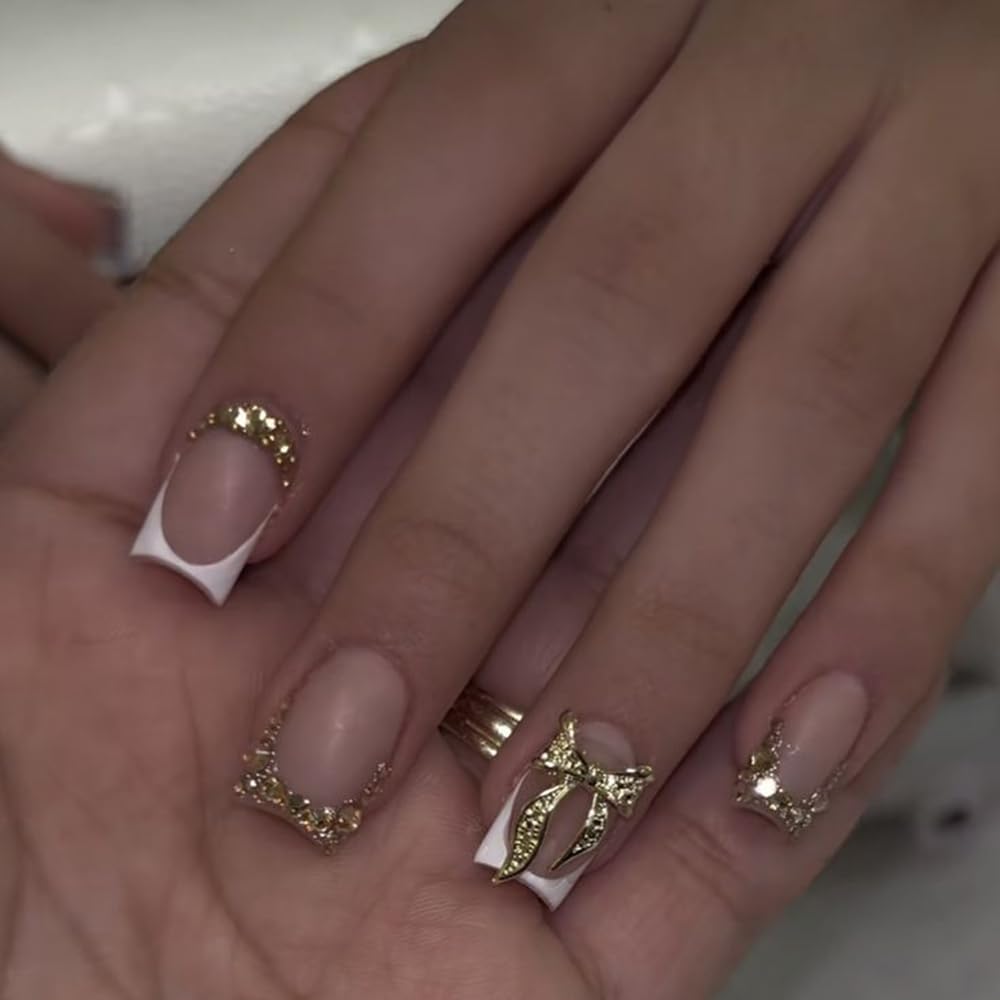 S.A.V.I 3D Gold Bow Nail Art Charms – 20 Pcs Stylish Alloy Nail Decorations for Women & Girls | Mixed Designs for DIY Nail Art, Extensions, Gel Nails & Salon Use | Lightweight Nail Jewelry