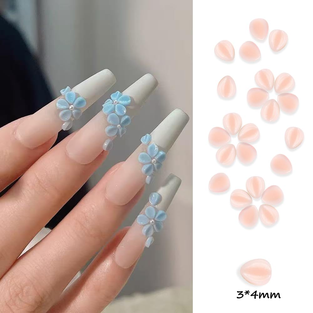 S.A.V.I 3D Flower Nail Art Decorations Set – 7 Colours Mixed Petal Charms with Pearls & Gold Beads for DIY Nail Design, Acrylic & Gel Extensions – Resin Blossoms Manicure Kit
