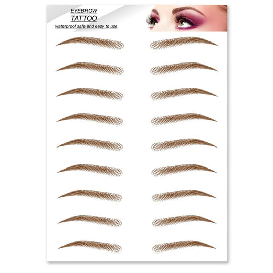 S.A.V.I 9 Pairs Natural Brown Eyebrow Tattoos, Long Lasting Up to 4 Days, Waterproof Eyebrow Temporary Tattoo Sticker - 1 Sheet #4BR