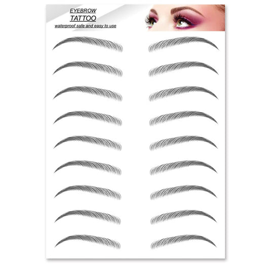 S.A.V.I 9 Pairs 3D Natural Look Eyebrow Black, Long Lasting Upto 4 Days, Waterproof Eyebrow Temporary Tattoo Sticker - 1 Sheet