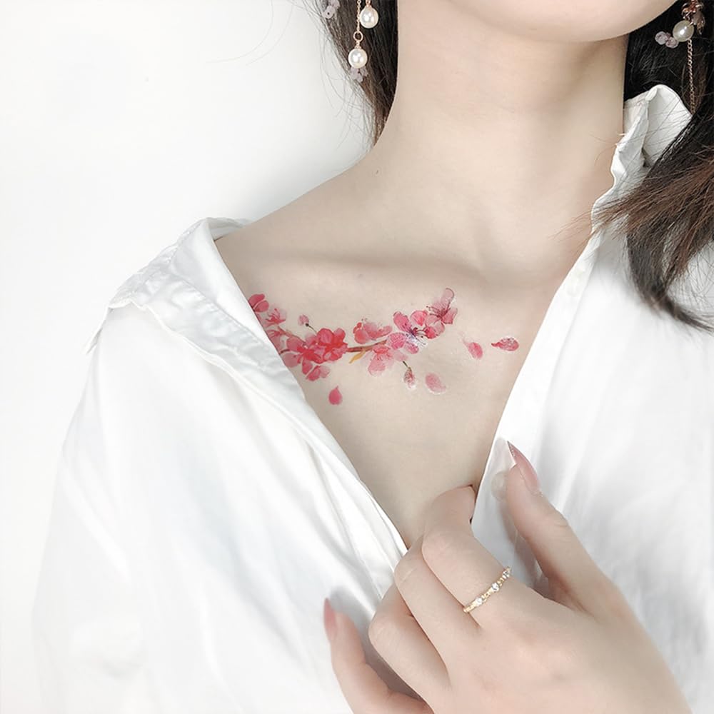 S.A.V.I 12 Pcs Floral Temporary Tattoos for Women & Girls – Waterproof, Long-Lasting Body Art Stickers – Safe, Non-Toxic, Easy to Apply – Butterfly & Flower Tattoo Designs (12x10.5 cm) (1)