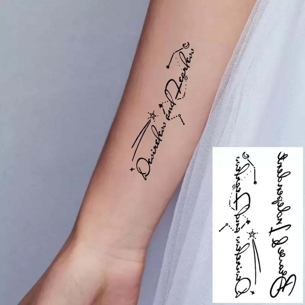 S.A.V.I 30 Pcs Black Temporary Tattoo Stickers for Girls & Women (9.7x5.7 cm) | Waterproof, Non-Toxic Body Art | Butterfly, Floral, Script Designs | Easy to Apply & Remove | Arm, Wrist, Back Use (01)