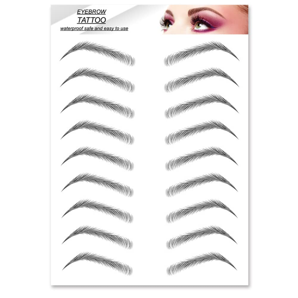 S.A.V.I 9 Pairs 3D Natural Look Eyebrow, Black Color, Long Lasting Upto 4 Days, Waterproof Eyebrow Temporary Tattoo Sticker - 1 Sheet