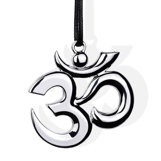 SAVIAURA 3D OM Car Hanging Ornament Accessories – Blessing  Protection Décor for Home, Office (Silver)