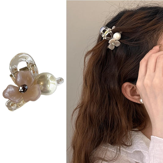 S.A.V.I Flower Pearl Mini Hair Clip for Women  Girls | Stylish, Durable Claw Clip | Perfect for Everyday  Special Occasions | Secure Hold Hair Accessory - 1 Pc, Small Size