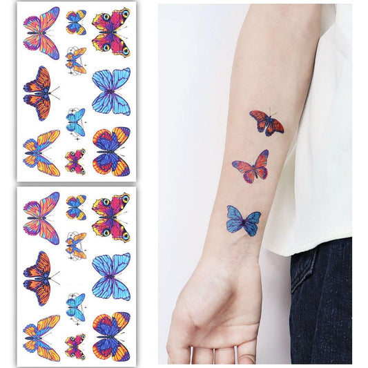 S.A.V.I 2 Sheets - Vibrant Butterfly Temporary Tattoos for Kids  Adults, Long-Lasting  Waterproof, Easy to Apply  Remove, Ideal for Parties, Festivals  Events - 7.5cm x 12cm Each Sheet