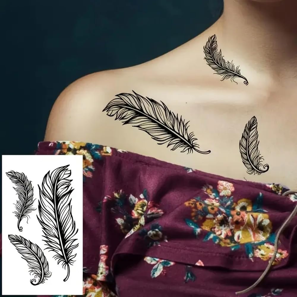 S.A.V.I 30 Pcs Black Temporary Tattoo Stickers for Women & Girls – Safe Non-Toxic Floral, Butterfly, Feather, Tribal, Wolf & Spider Designs – Waterproof Long-Lasting Body Art for Arm, Wrist, Shoulder (11)