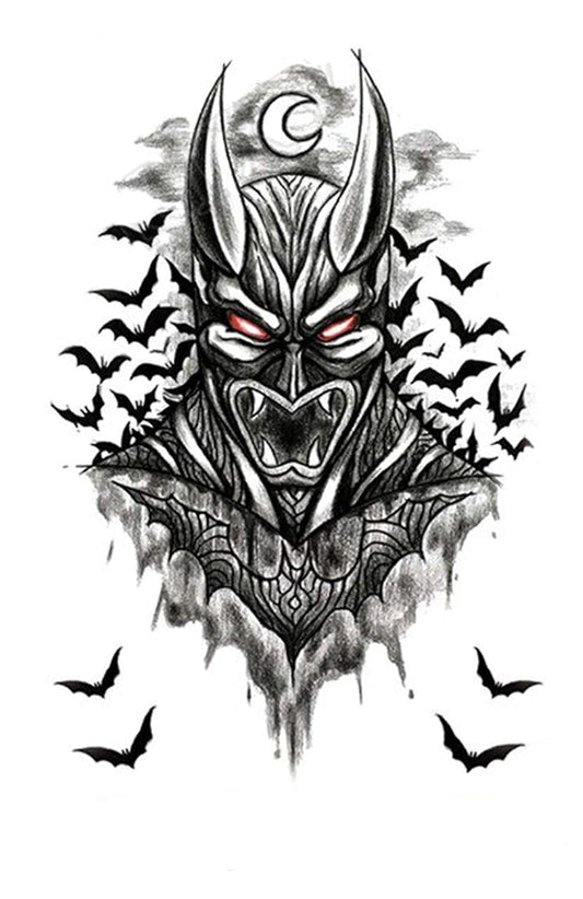 S.A.V.I 3D Temporary Tattoo Devil Batman Monster Flying Bats Design