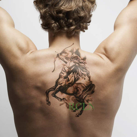 S.A.V.I 3D Temporary Tattoo Waterproof Sticker Black Big Horse Man Face Bow Arrow Designs Size - 21x15cm