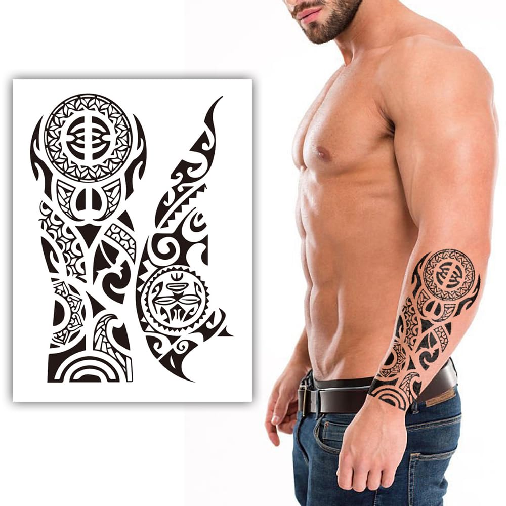 S.A.V.I Temporary Tattoo Stickers - Tribal Polynesian, Waterproof, Long-Lasting, Skin-Safe