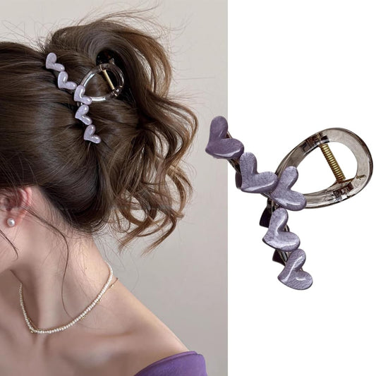 S.A.V.I 1Pc Stylish Purple Heart Design Hair Clip for Women  Girls | Trendy  Durable Hair Accessory | Lightweight for All Hairstyles | Ideal for Casual  Party Wear