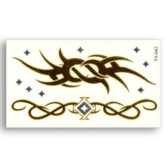 S.A.V.I 3D Temporary Tattoo Golden And Silver Metallic Sticker Design Size 10.5x6CM - 1PC. (43)