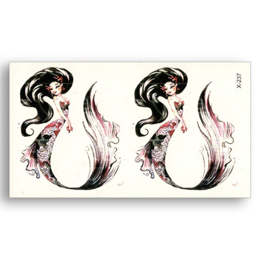 S.A.V.I 3D Temporary Tattoo Long Hair Mermaid Sticker, 10.5X6CM