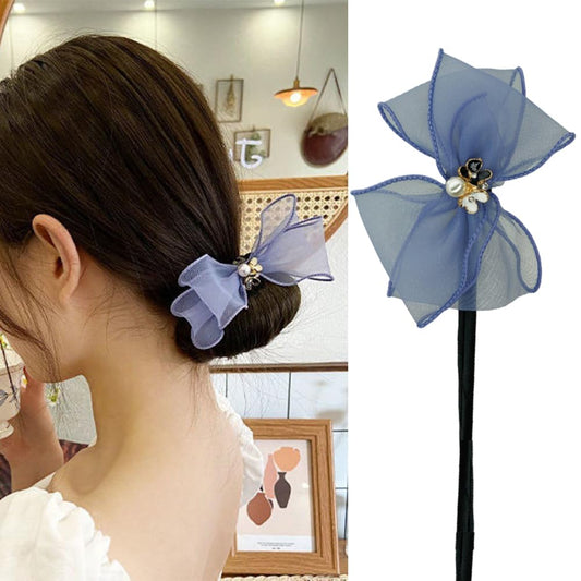 S.A.V.I Elegant Purple Lace Bow Hair Clip for Women  Girls – Stylish Floral Design with Pearl Embellishment – Hair Accessory for Casual  Party, Lightweight (1 Pc)