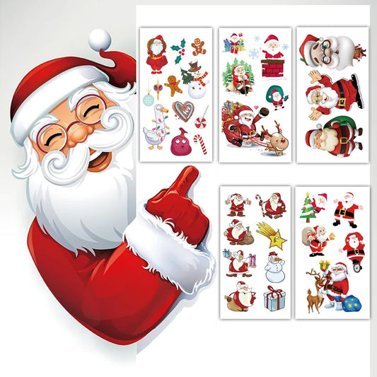 S.A.V.I 5 Sheets - Christmas Santa Temporary Tattoos, Waterproof  Non-Toxic, Safe for Kids  Adults, 10.5x6cm