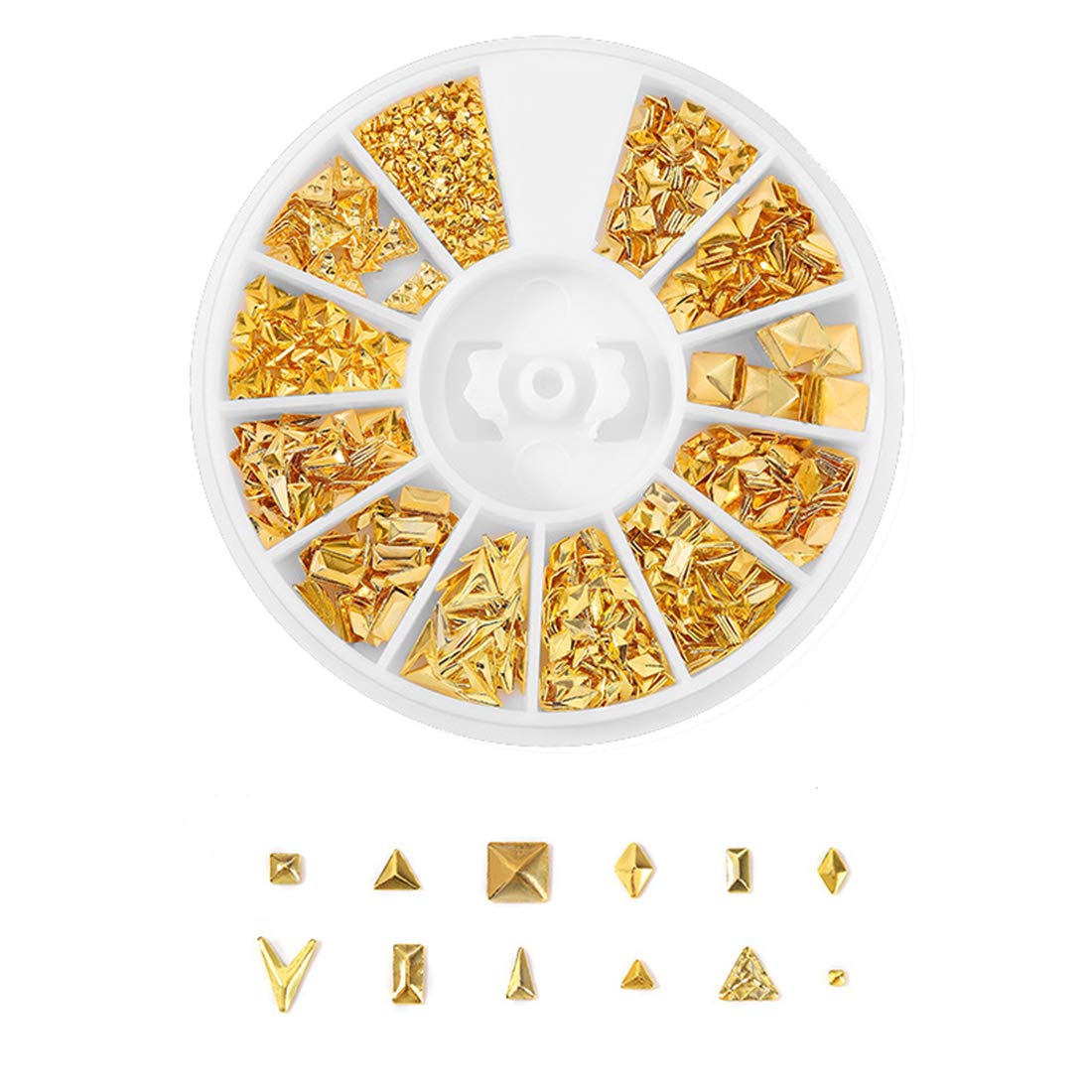 S.A.V.I 1 PC. DIY 3D Nail Art Manicure Decoration Disc Wheel Alloy Golden Silver Color Cross Heart Sun Moon Star Shell Diamond Shape Metal Crystal Glitter Rhinestones - 12 Styles