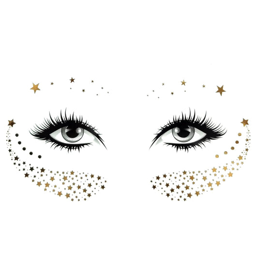 S.A.V.I Golden Face Temporary Tattoos Stars- Get the Perfect Freckled Look with Easy Application, Natural Appearance, Long-lasting, Simple Removal
