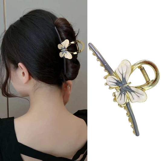 S.A.V.I Elegant Blue Enamel Butterfly Hair Clutch Clip | Metal Hair Accessory for Women  Girls | Stylish  Durable Design | Weddings  Parties | 11.5 x 5 cm