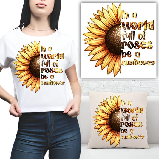 S.A.V.I 1PC Sunflower Iron-On Applique Patch | 8x8.5 Inch Washable Heat Transfer Sticker for DIY T-Shirts, Hoodies, Backpacks, Pillows | No-Steam Iron Design | Golden Yellow for Clothing  Canvas